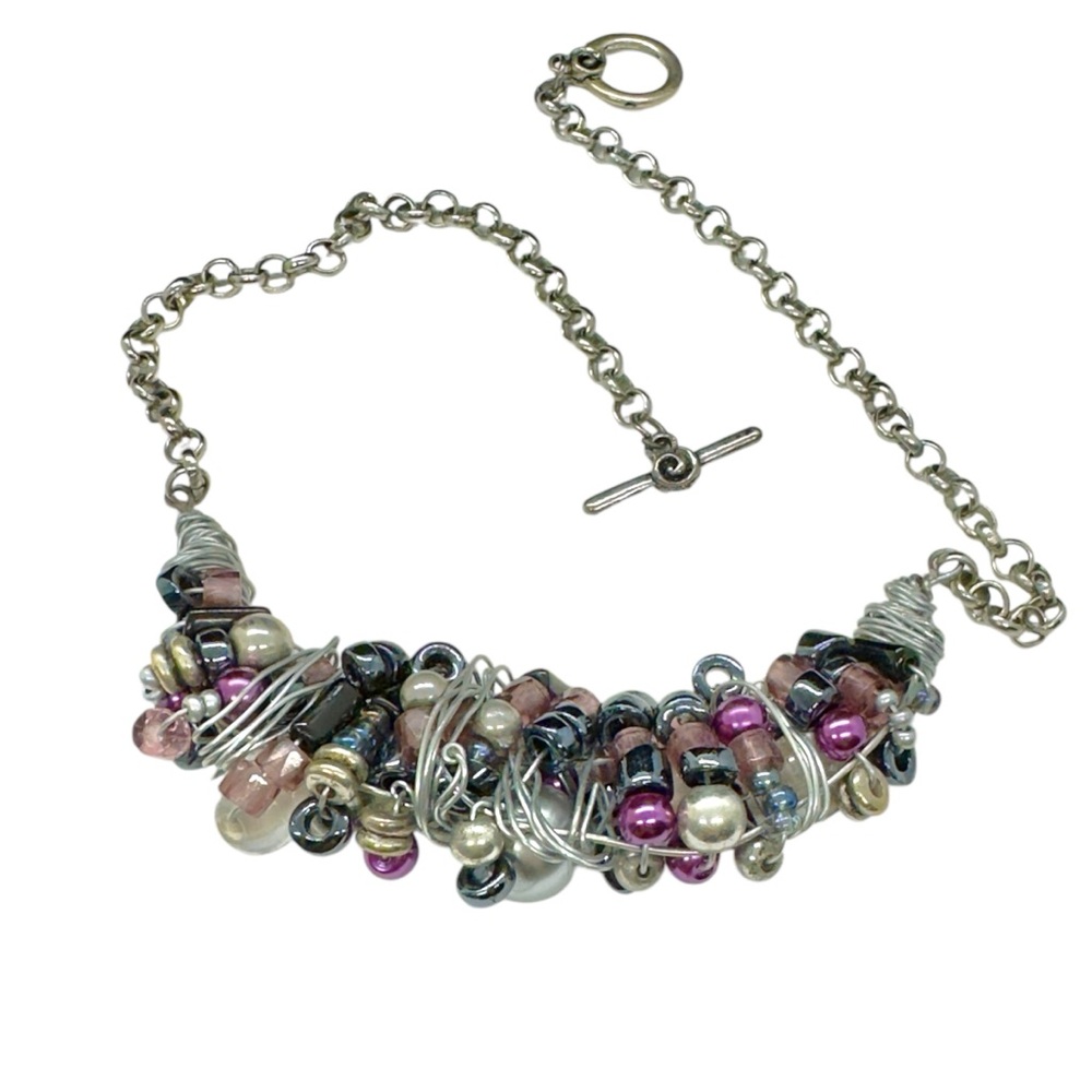 Host Pick Artesian(?) Made Silver Metal & Bead Ne… - image 4